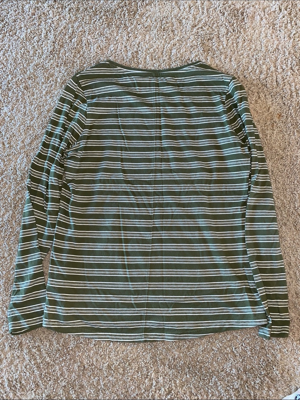 Duluth Trading Co Olive & White Striped Long-Sleeve Tee - Picture 3 of 5